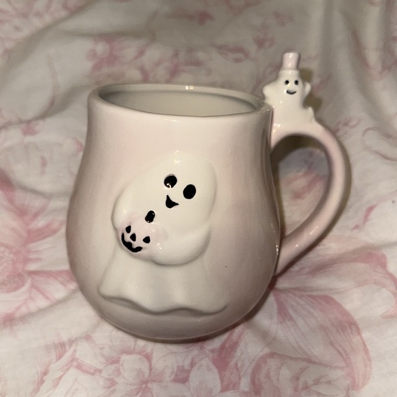 Other - NWT TikTok Viral Pastel Pink Halloween Pumpkin Ghost Mug